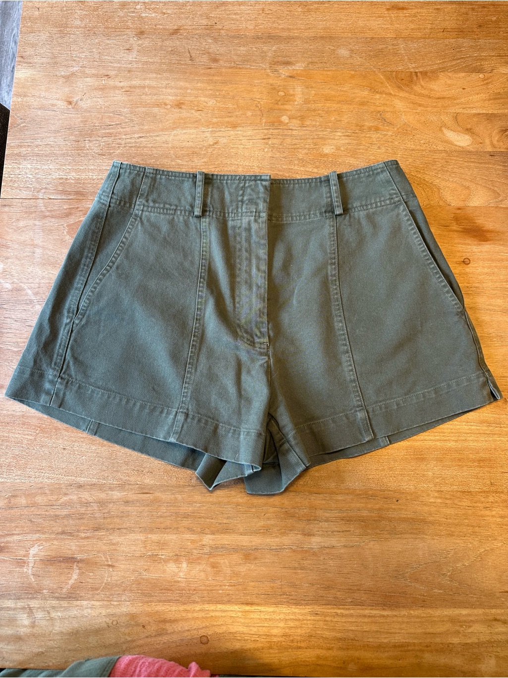 Apiece Apart Olive Green Cotton Utility Shorts High Rise Size 6